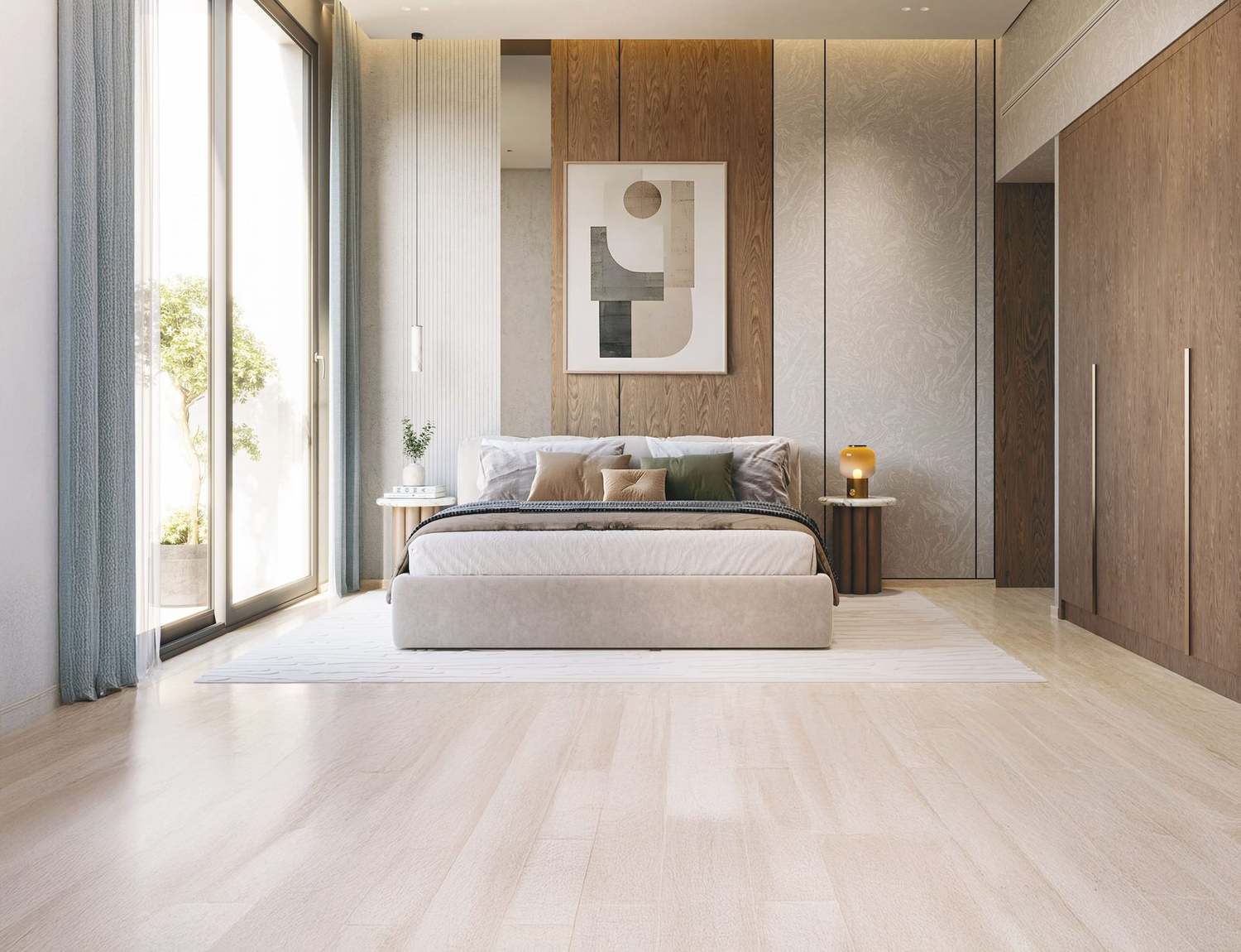 Principal bedroom in oak and stone
